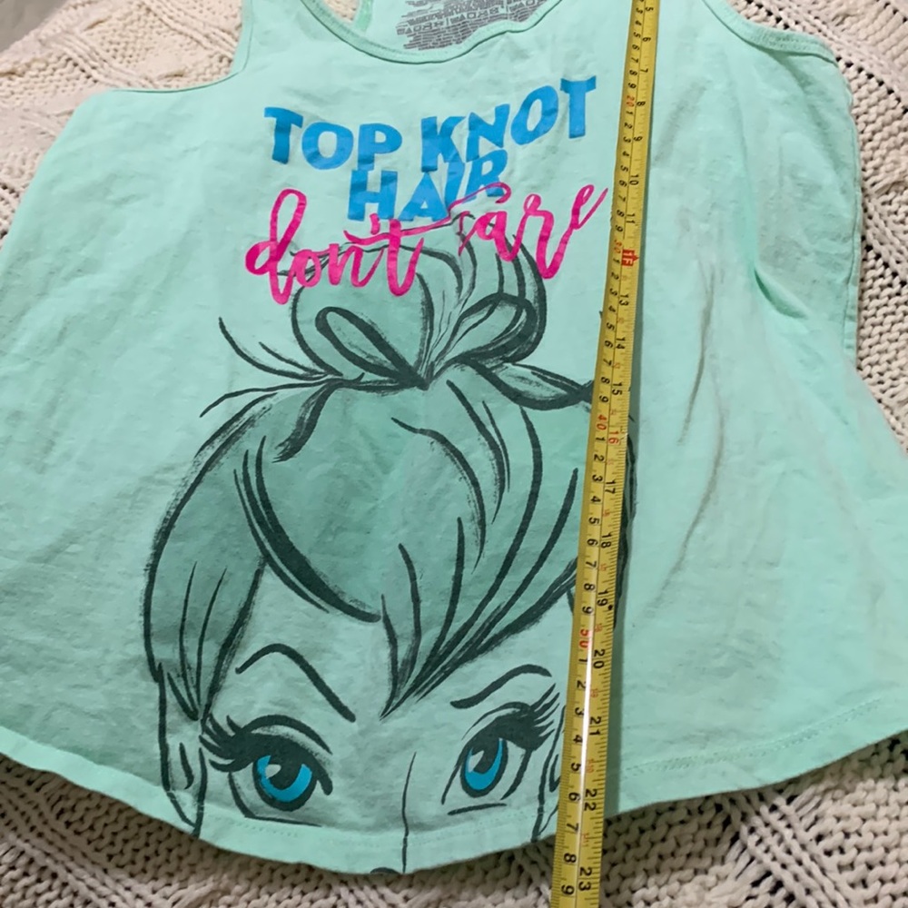 🪄 🏰  TINKERBELLE RARE Disney Parks Tee • TINK Top Knot Tank • fits Child L XL - Picture 8 of 14